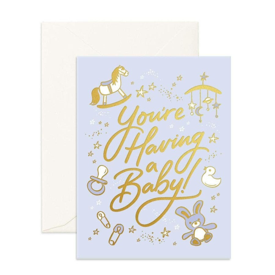 Party Time * | Fox + Fallow Party Time Having A Baby Greeting Card