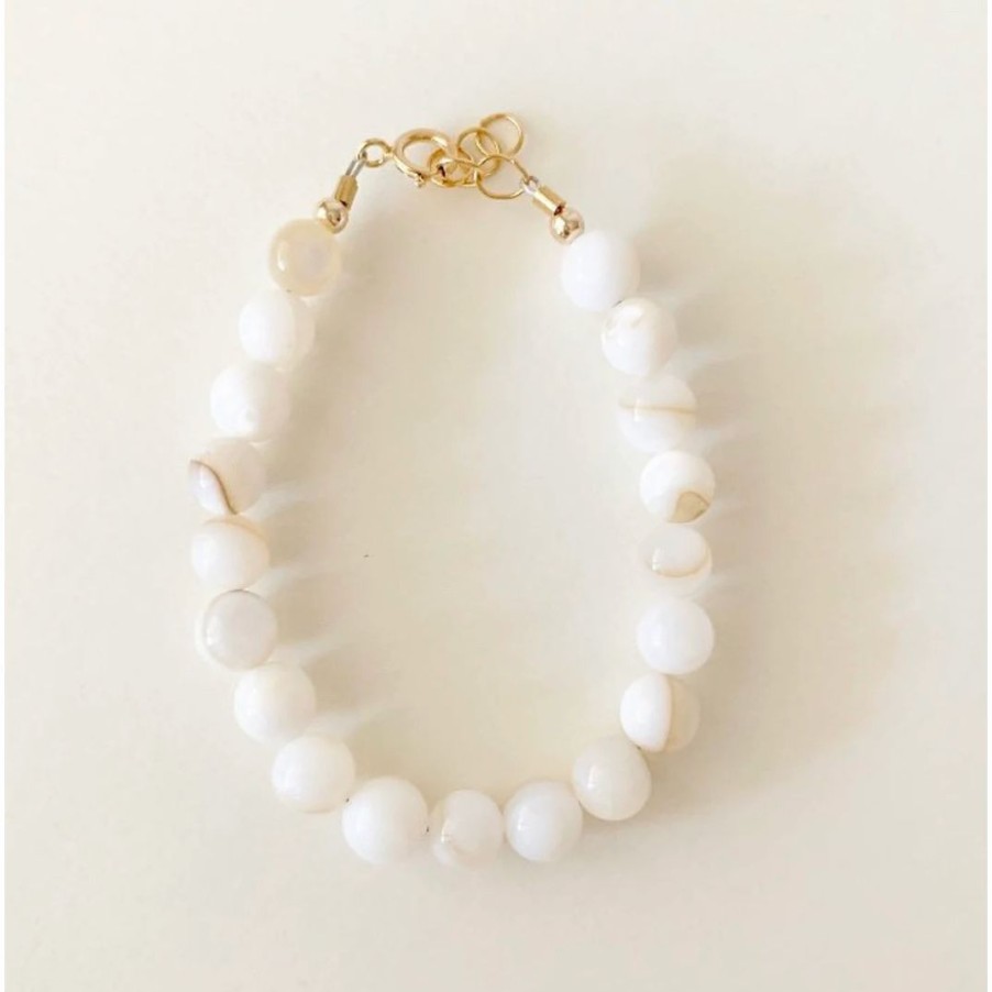 Women * | Little Lunds Co White Bubble Stone Bracelet