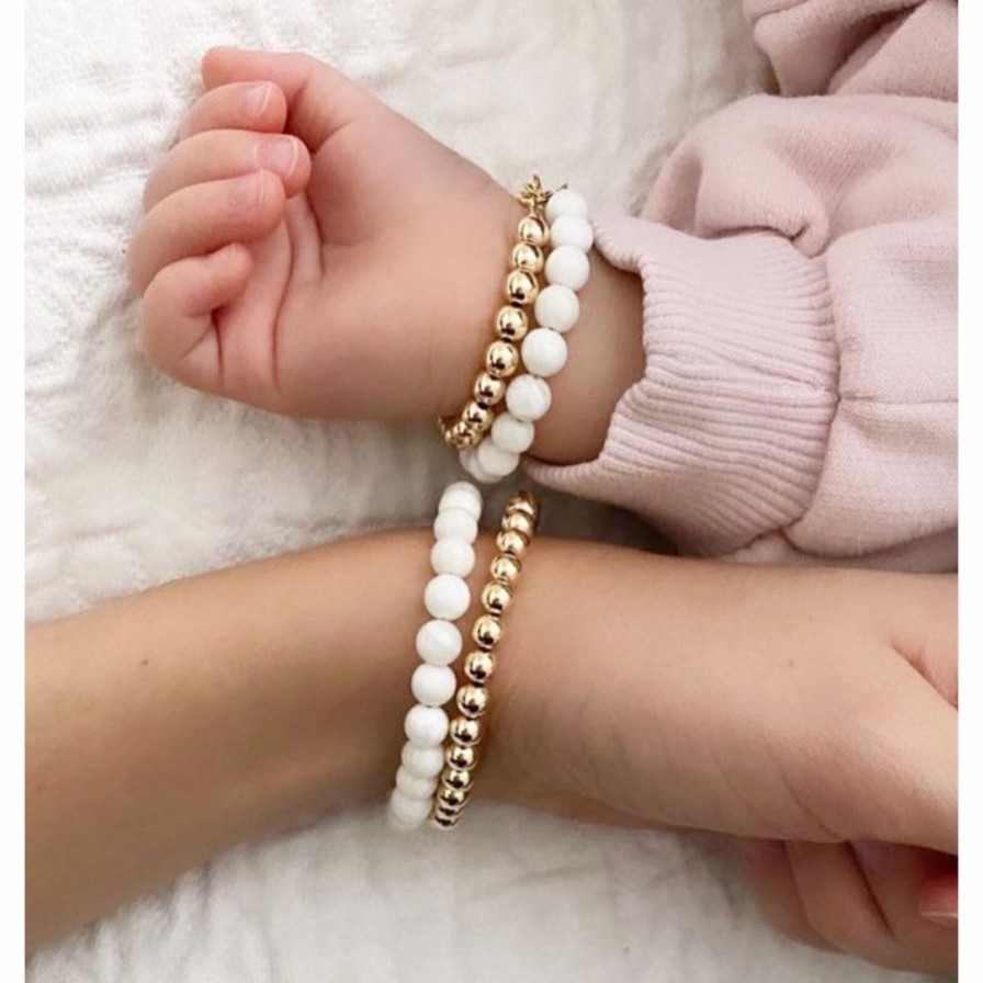 Women * | Little Lunds Co White Bubble Stone Bracelet