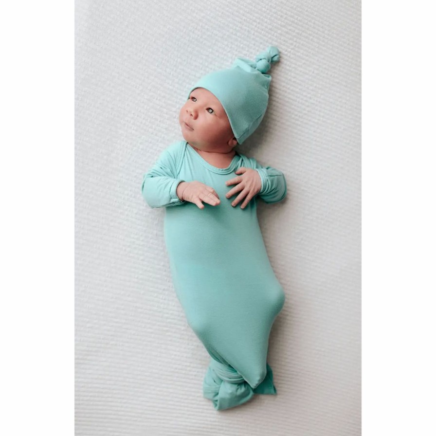 Clothing * | Three Little Tots Mint Knotted Gown Preemie + Newborn