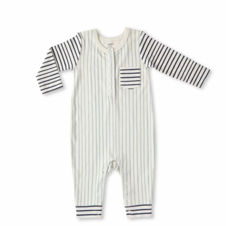 Clothing * | Pehr Black + Seafoam Romper Overalls + Rompers