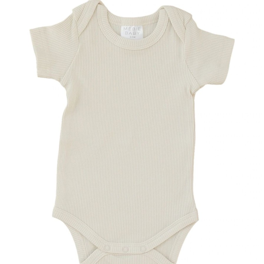 Clothing * | Mebie Baby Preemie + Newborn Vanilla Organic Cotton Ribbed Onesie