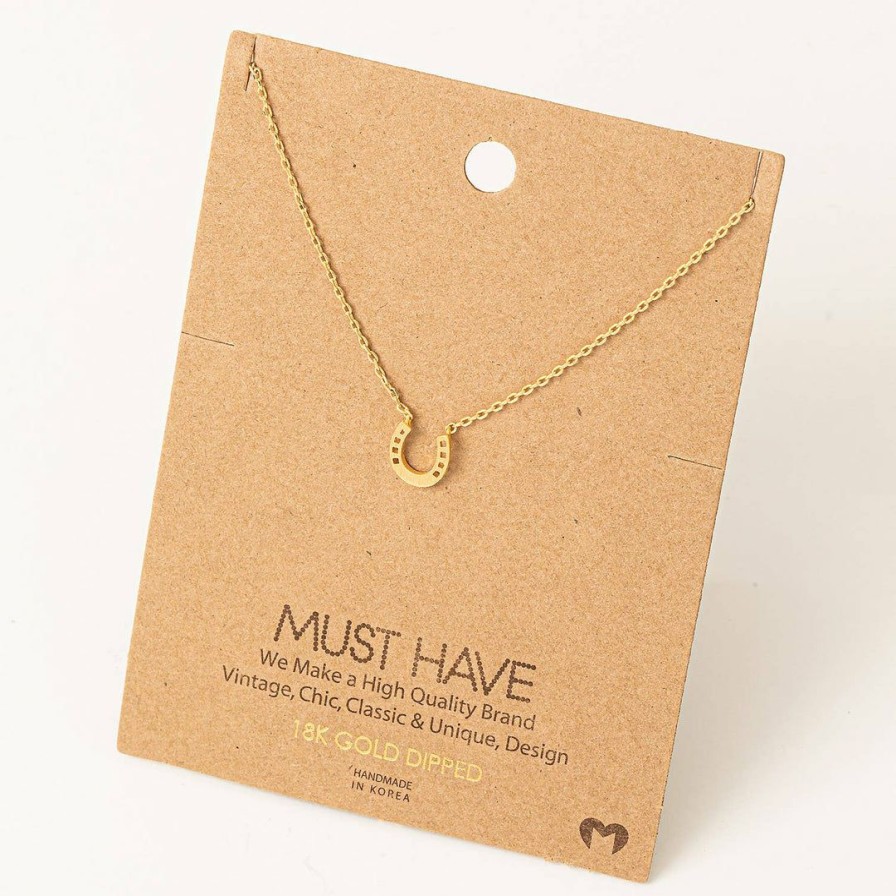 Women * | Fame Accessories Mini Horseshoe Necklace Necklaces