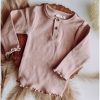 Clothing * | Minikane Mauve Ruffle Long Sleeve Tops