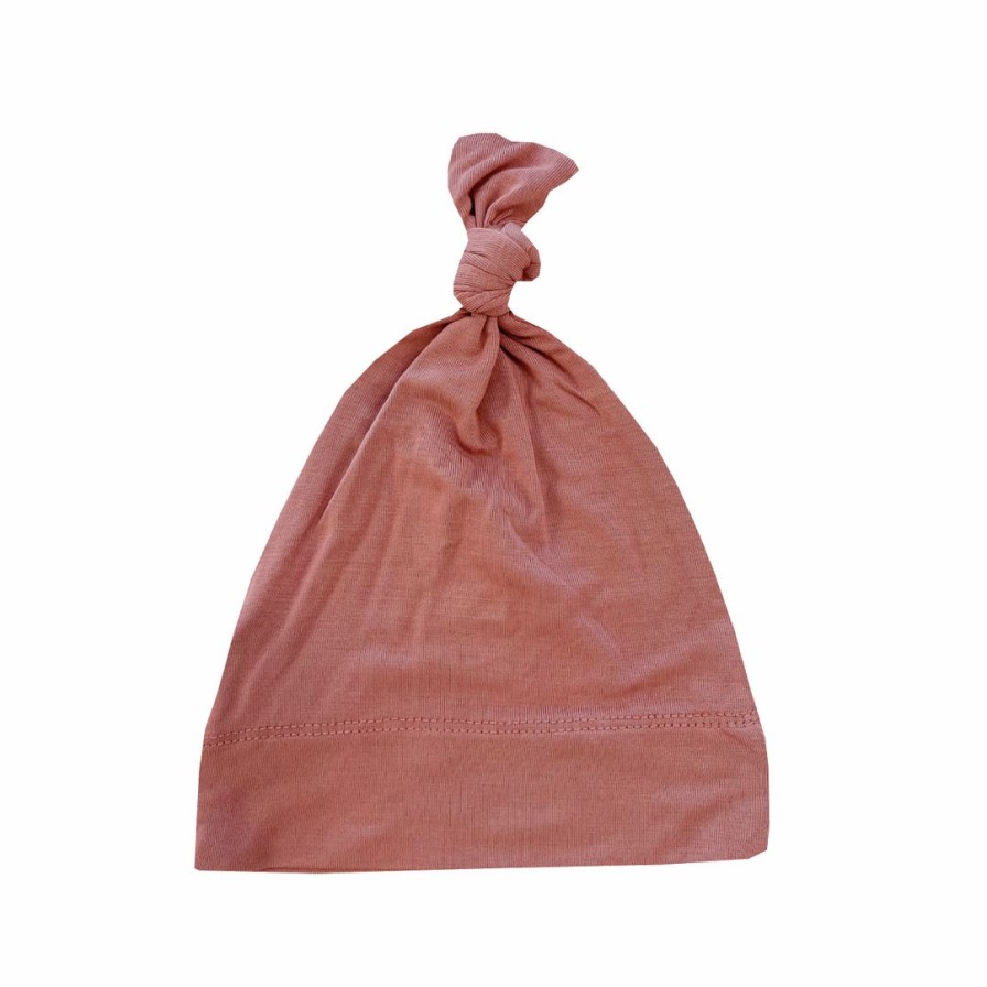 Headwear * | Joss + J Dusty Rose Bamboo Knotted Infant Beanie Headwear