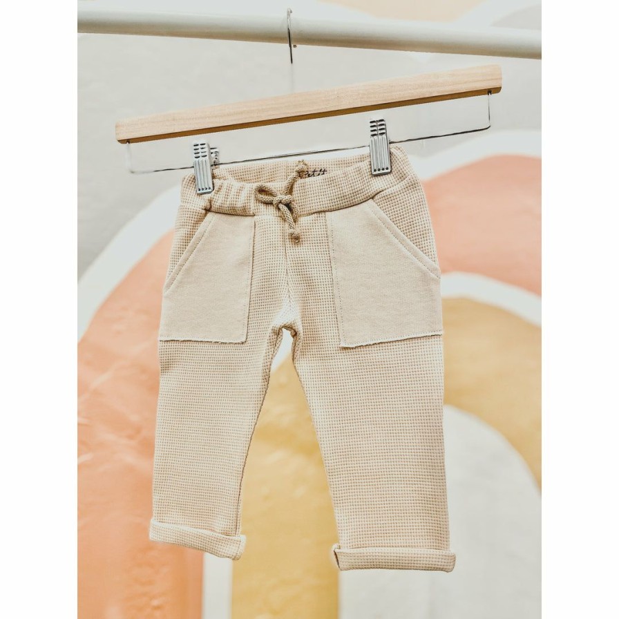 Clothing * | Evelina Apparel Beige Waffle Sweatpants