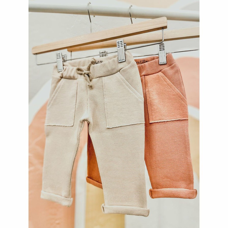 Clothing * | Evelina Apparel Beige Waffle Sweatpants