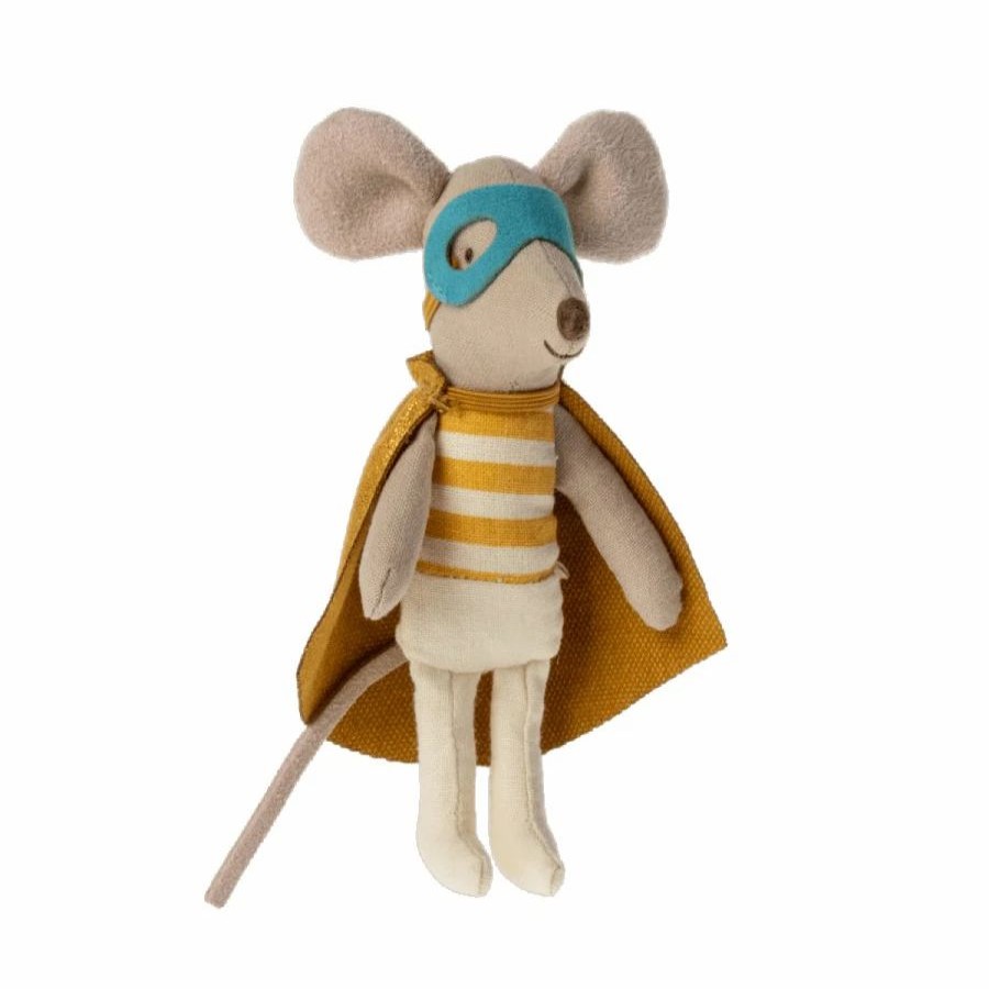 Dolls + Plushies * | Maileg Super Hero Mouse Little Brother In A Matchbox Toy Dolls + Plushies