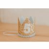 Party Time * | Cutest Little Party # 5 Gold Glitter + Baby Blue Pom Trim + White Glitter Crown