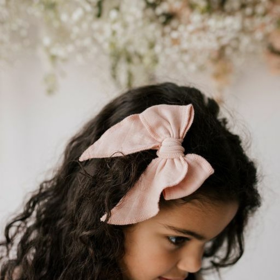 Headwear * | Jamie Kay Headwear Peachy Organic Cotton Muslin Hair Bow Clip