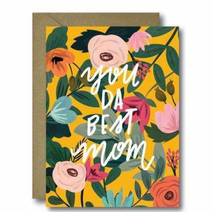 Party Time * | Black Lab Studio Floral You Da Best Mom Greeting Card Party Time