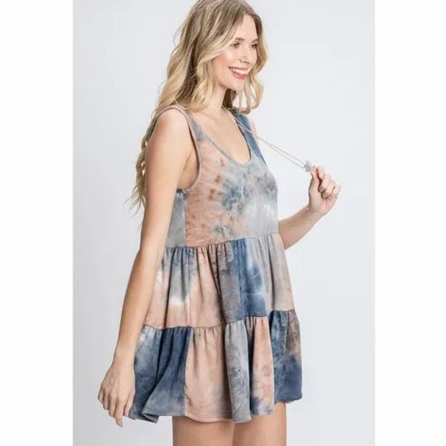 Women * | J+J Tie Dye Tank Top Romper Rompers + Jumpers