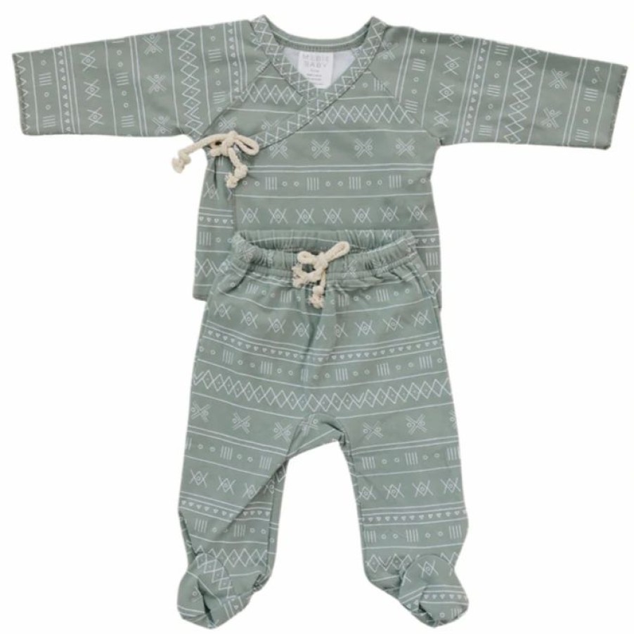 Clothing * | Mebie Baby Sage Alpine Organic Cotton Layette Set Preemie + Newborn