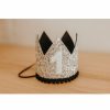 Party Time * | Cutest Little Party # 1 Silver Glitter + Black Pom Trim + White Glitter Crown