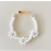 Women * | Little Lunds Co White + Gold Daisy Flower Bracelet Jewelry