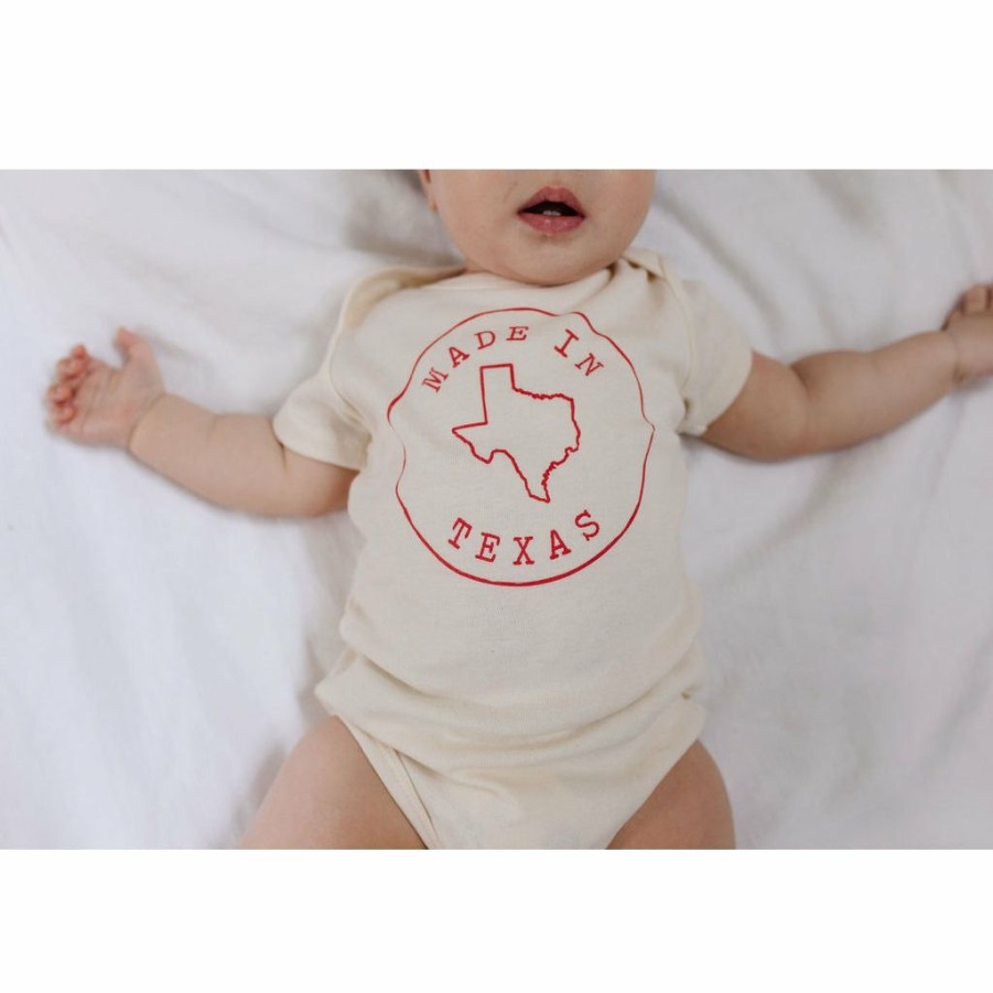 Clothing * | Morado Design Bodysuits Texas State Stamp Natural Organic Onesie