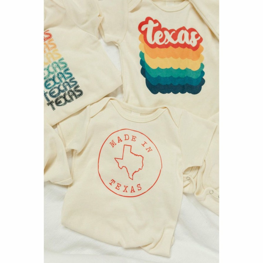 Clothing * | Morado Design Bodysuits Texas State Stamp Natural Organic Onesie