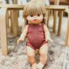 Dolls + Plushies * | Dolls + Plushies Plum Ribbed Minikane Romper