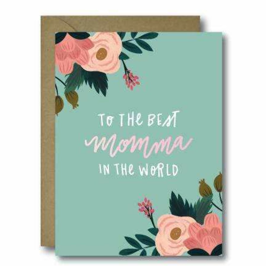 Party Time * | Black Lab Studio Party Time Floral Best Momma In The World Greeting Card