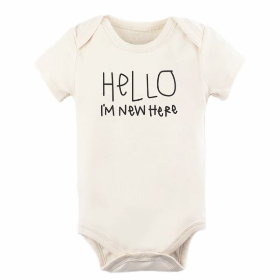 Clothing * | Tenth + Pine Bodysuits Hello I'M New Here Black + Natural Organic Onesie