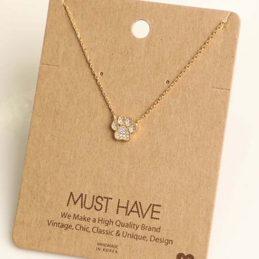 Women * | Fame Accessories Dog Paw Print Charm Necklace