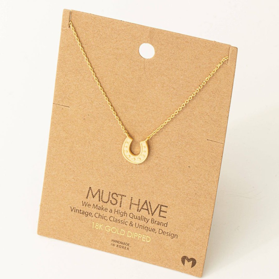 Women * | Fame Accessories Jewel Horseshoe Necklace Necklaces