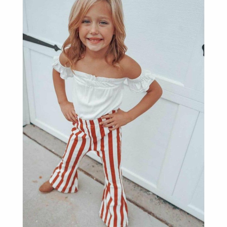 Clothing * | Bailey'S Blossoms Burnt Orange + White Bell Bottoms