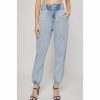 Women * | J+J Paperbag Denim Women Joggers Pants Jeans Jeans + Pants