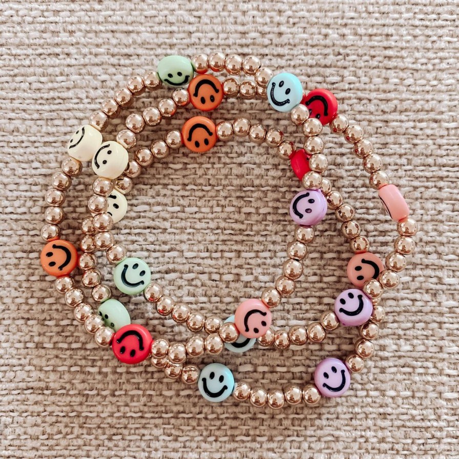 Women * | J+J Bracelets Rainbow Smiley Face Bracelet