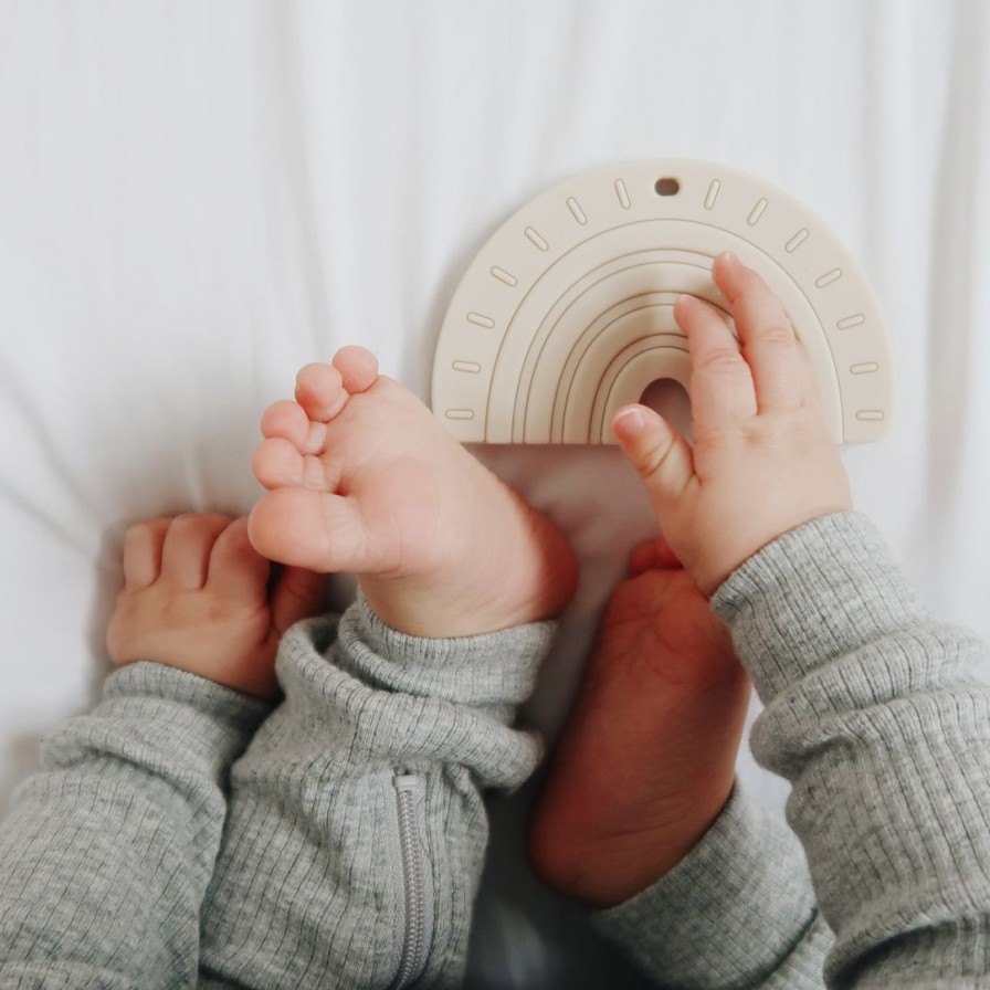 Toys * | Pretty Please Teethers Wheat Rainbow + Rays Teether Toy