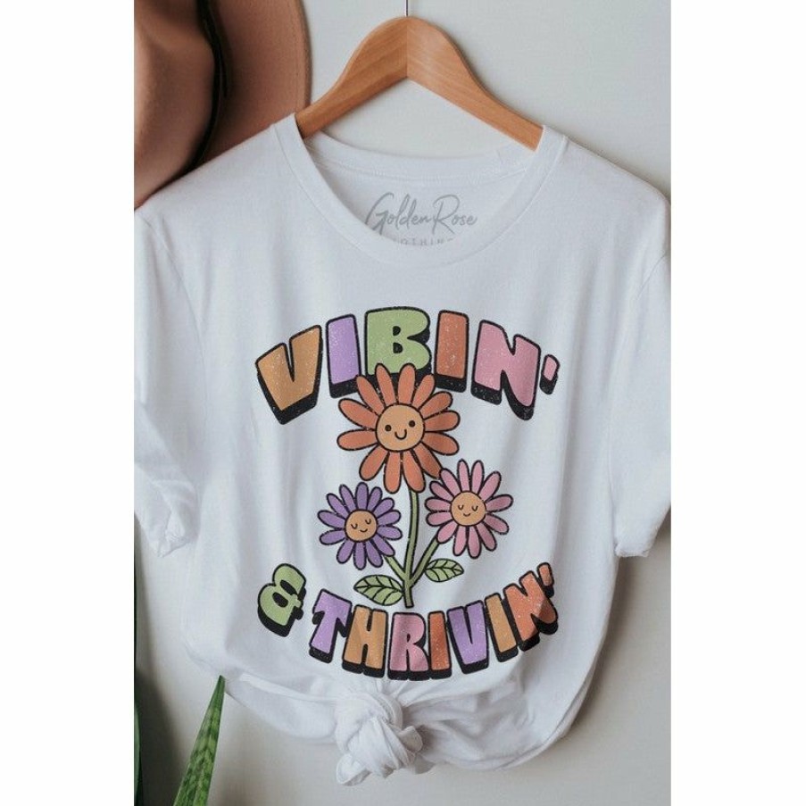 Women * | J+J Vibin' & Thrivin' White Tee Graphic Tees