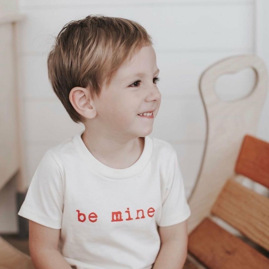 Clothing * | Tenth + Pine Be Mine Red + Natural Organic Tee Tops