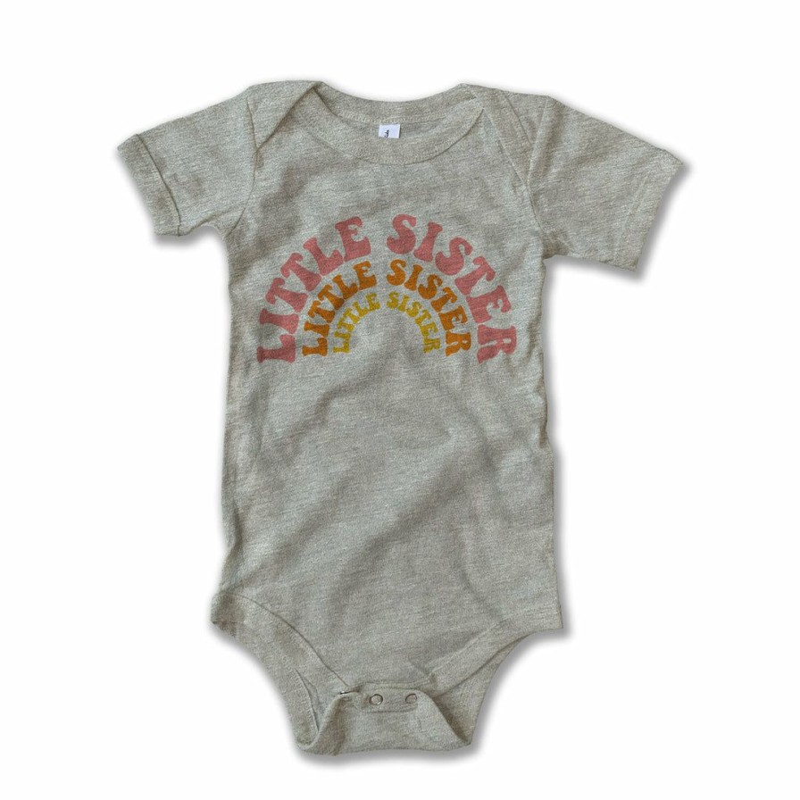 Clothing * | Rivet Apparel Bodysuits Little Sister Heather Onesie