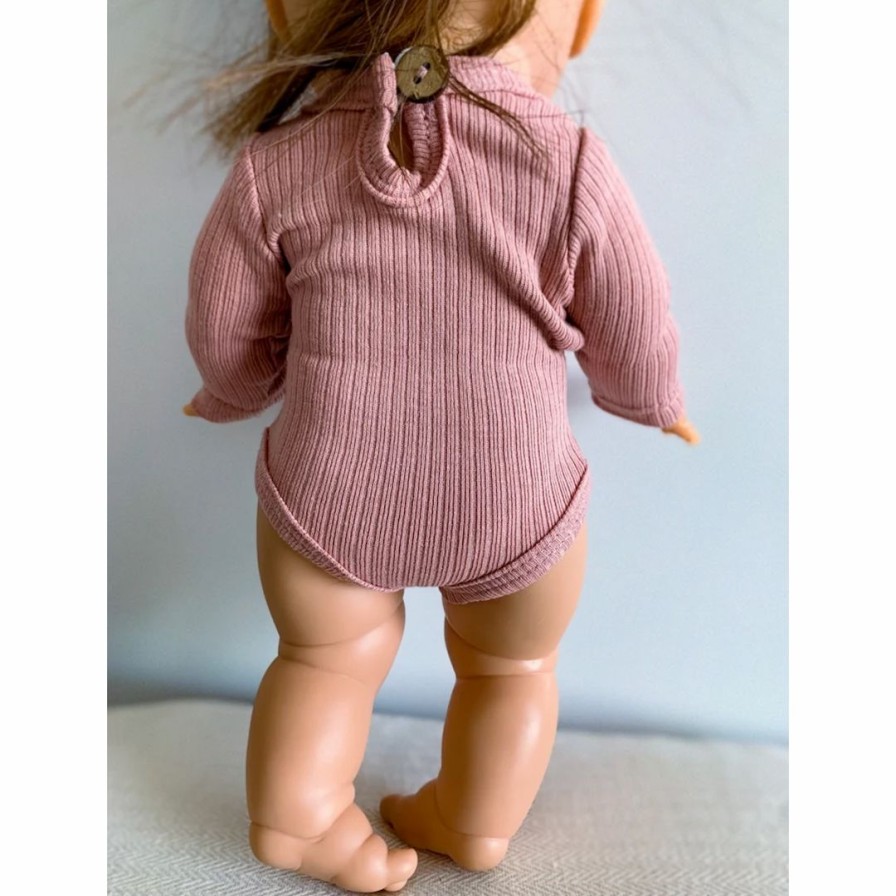 Dolls + Plushies * | Dolls + Plushies Dusty Pink Minikane Long Sleeve Romper