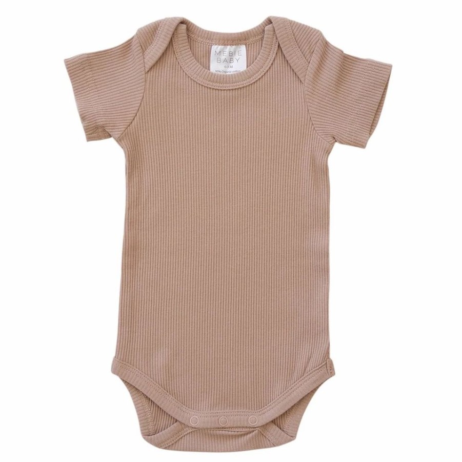 Clothing * | Mebie Baby Pale Pink Organic Cotton Ribbed Onesie