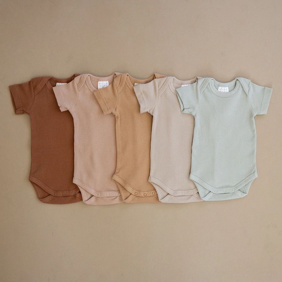 Clothing * | Mebie Baby Pale Pink Organic Cotton Ribbed Onesie