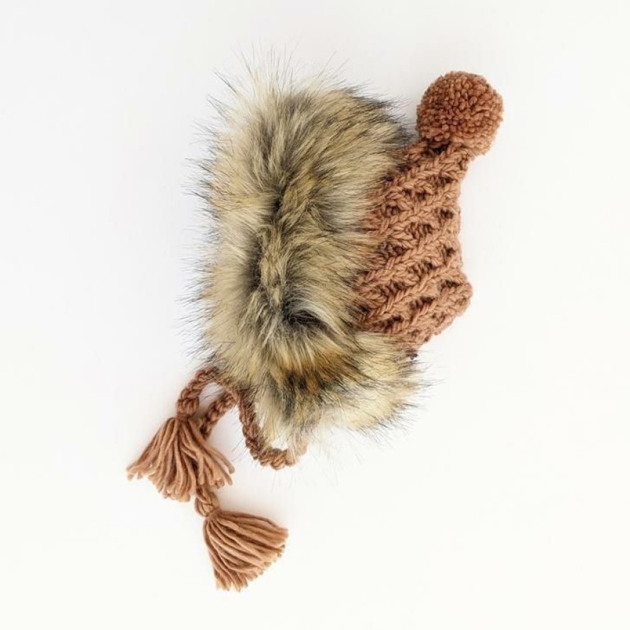 Headwear * | Huggalugs Pecan Fur Bonnet Headwear