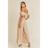 Women * | J+J Taupe Lace Off The Shoulder Ruffle Women'S Jumper Rompers + Jumpers