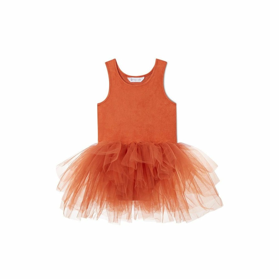 Clothing * | I Love Plum Orange Suede Tank Tutu Dress