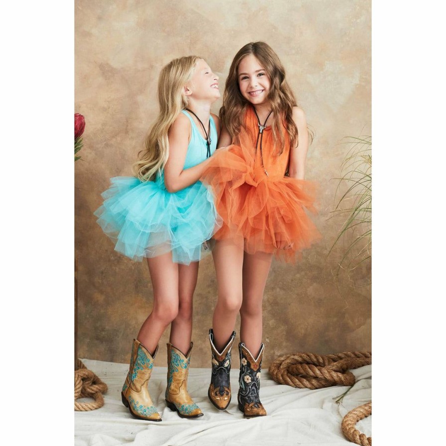 Clothing * | I Love Plum Orange Suede Tank Tutu Dress