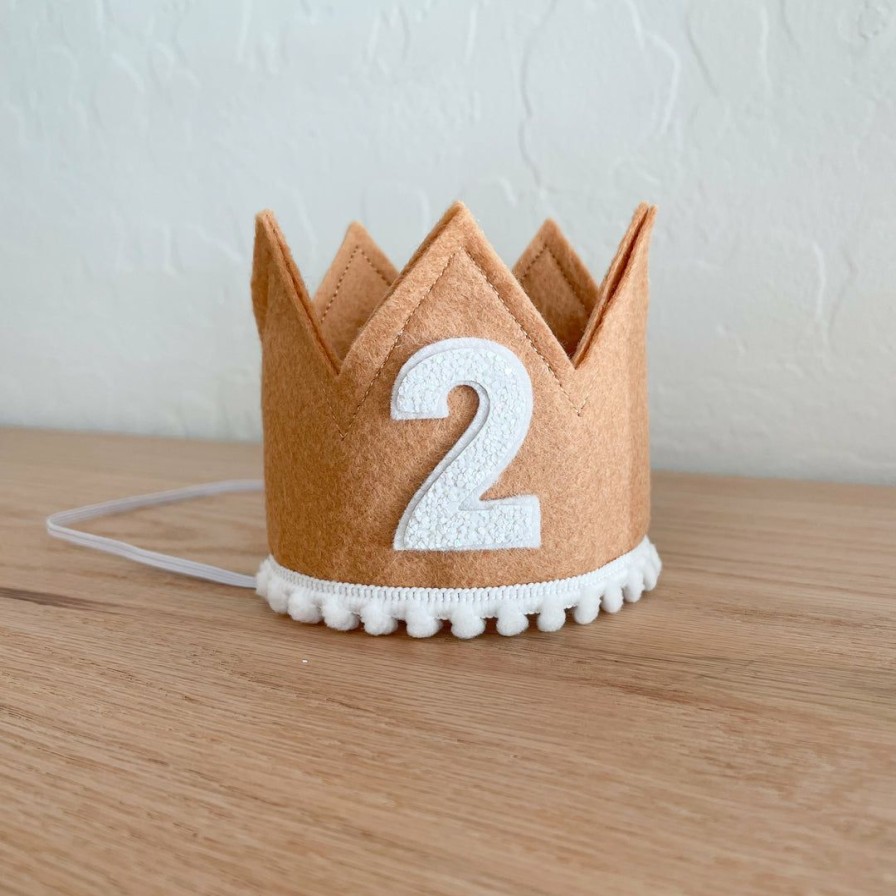 Party Time * | Cutest Little Party Party Time # 2 Toast Felt + White Pom Trim + White Crown