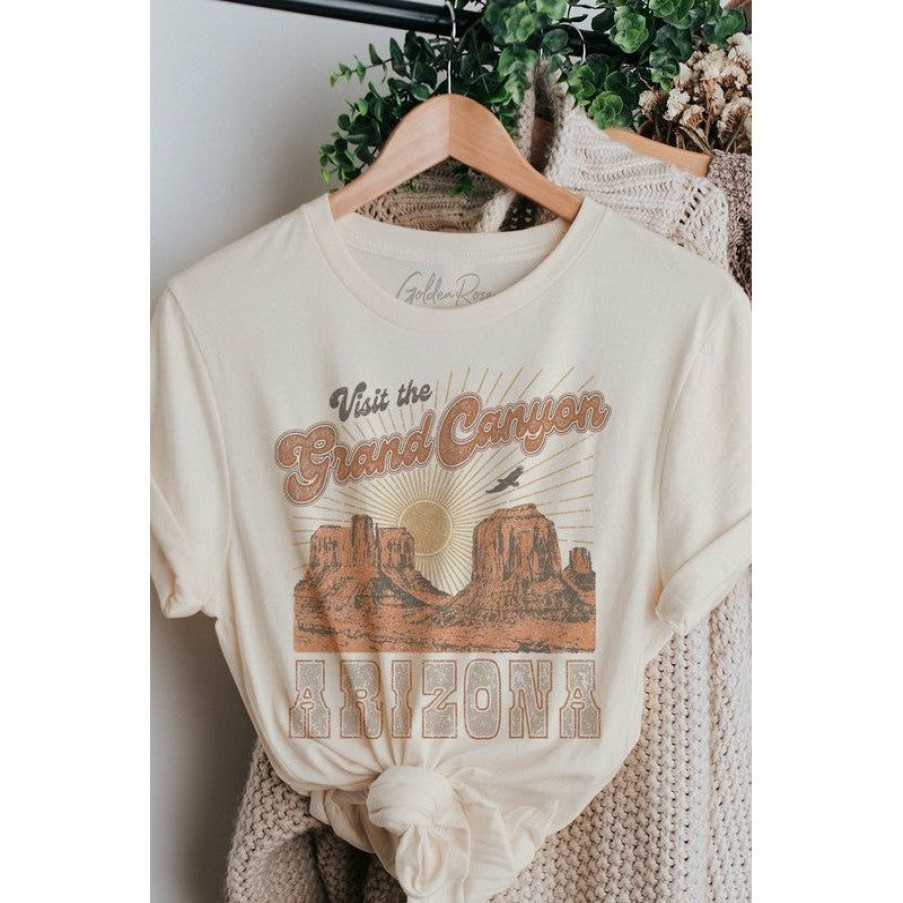 Women * | J+J Grand Canyon Arizona Cream Oversized Tee Graphic Tees