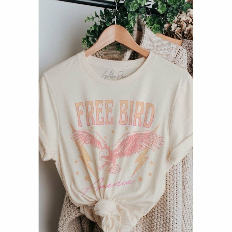 Women * | J+J Free Bird Pastel Cream Oversized Tee