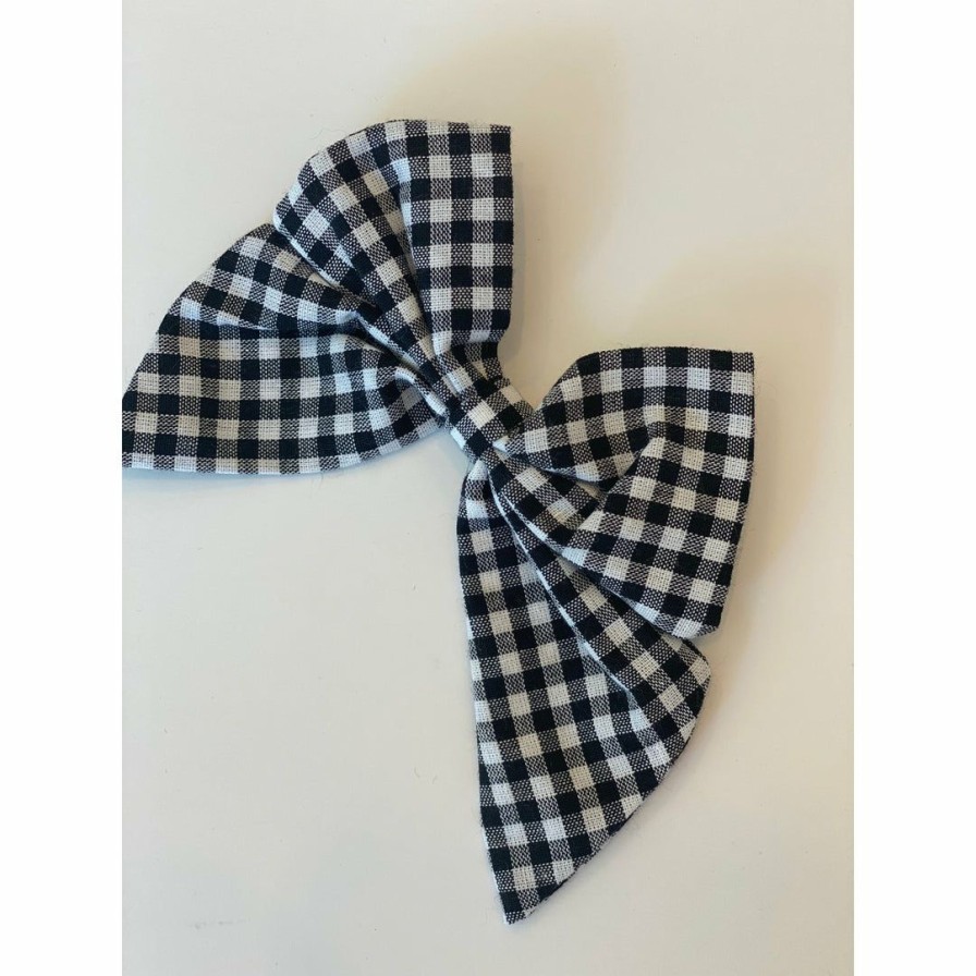 Headwear * | Cricket + Ruby Headwear Black Gingham Oversized Hair Bow Clip