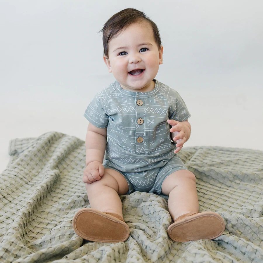 Clothing * | Mebie Baby Overalls + Rompers Sage Alpine Short Romper