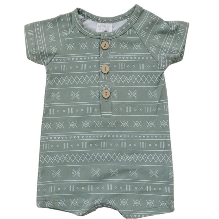 Clothing * | Mebie Baby Overalls + Rompers Sage Alpine Short Romper