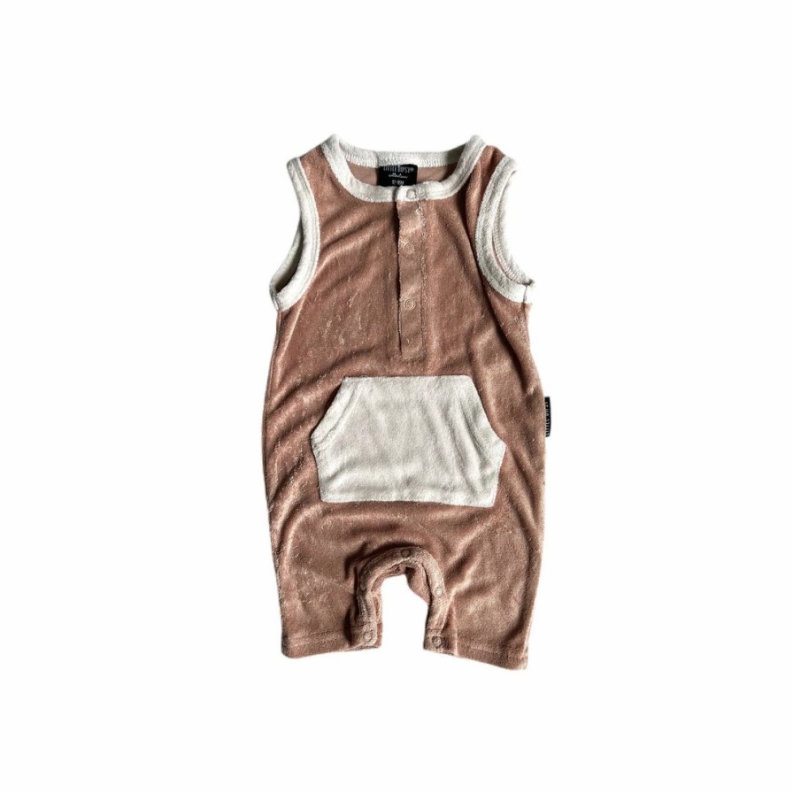 Clothing * | Little Bipsy Cinnamon Terry Cloth Romper