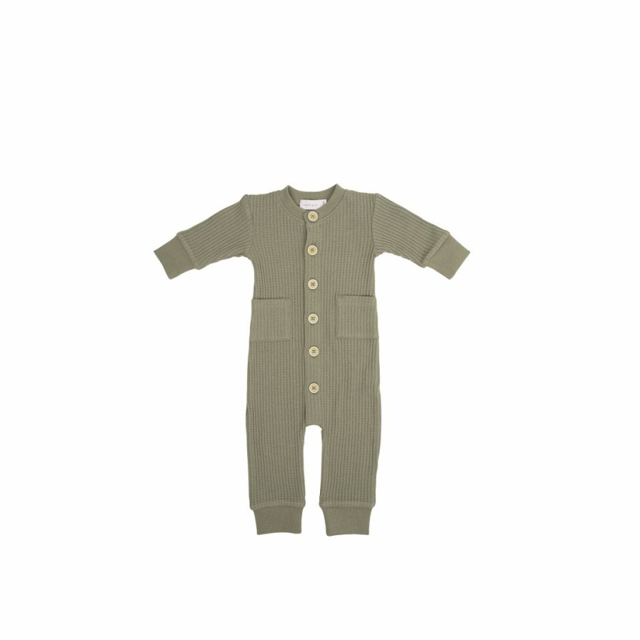 Clothing * | Jamie Kay Woodland Organic Cotton Waffle Knit Lincoln Romper