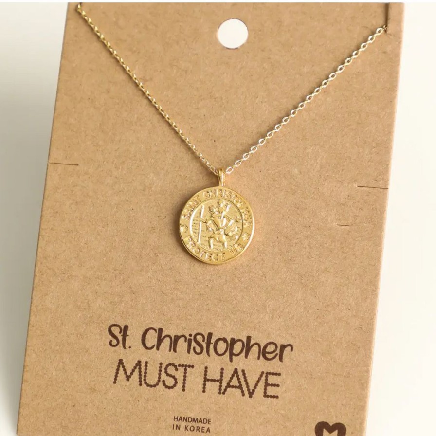 Women * | Fame Accessories Mini Saint Christopher Pendant Necklace Necklaces