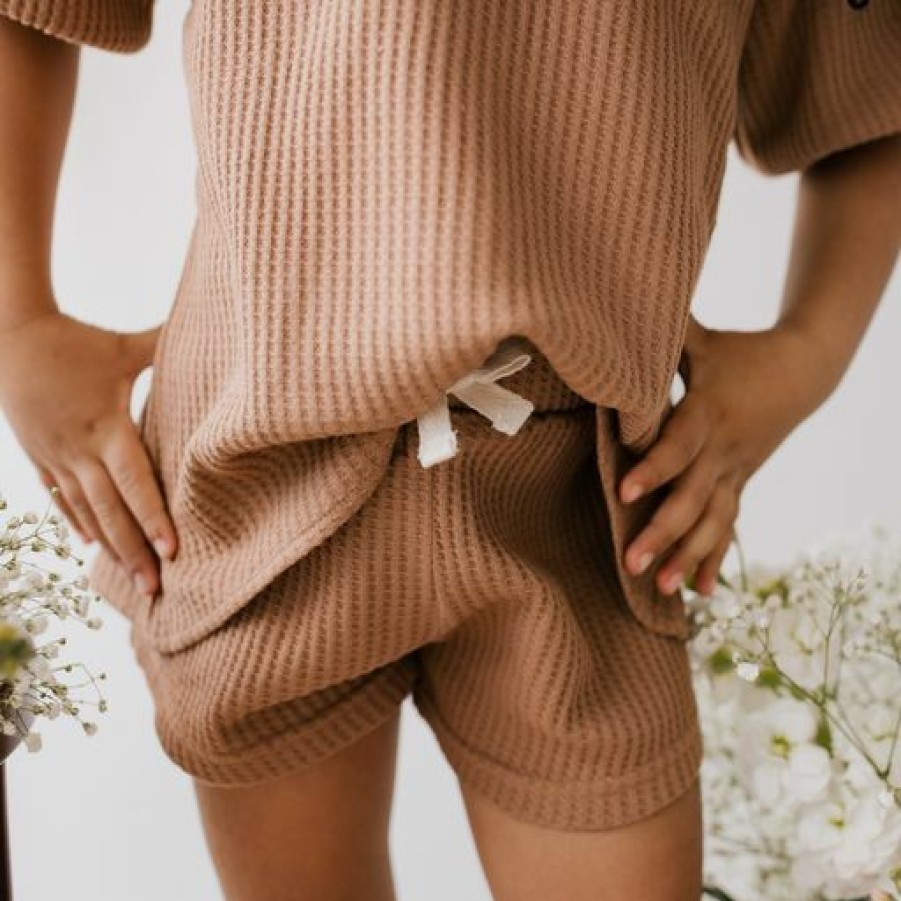 Clothing * | Jamie Kay Bottoms Light Russet Organic Cotton Waffle Shorts